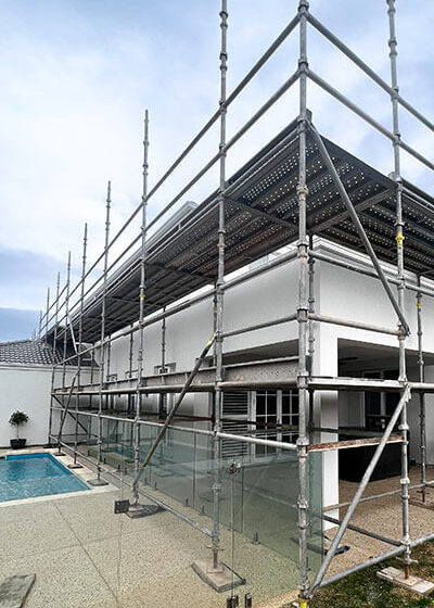 Rendered home and scaffolding in Moana