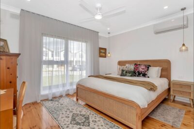 Port Noarlunga South master bedroom renovation Renovated master bedroom with polished hardwood floors and fresh paint